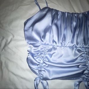 satin baby blue crop top